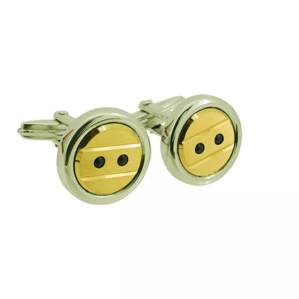 S.T.Dupont Cufflinks Button Design Silver & Gold … - image 3
